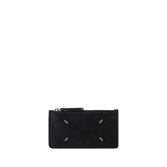 Margiela Calfskin Card Holder Top Zip Closure Leather