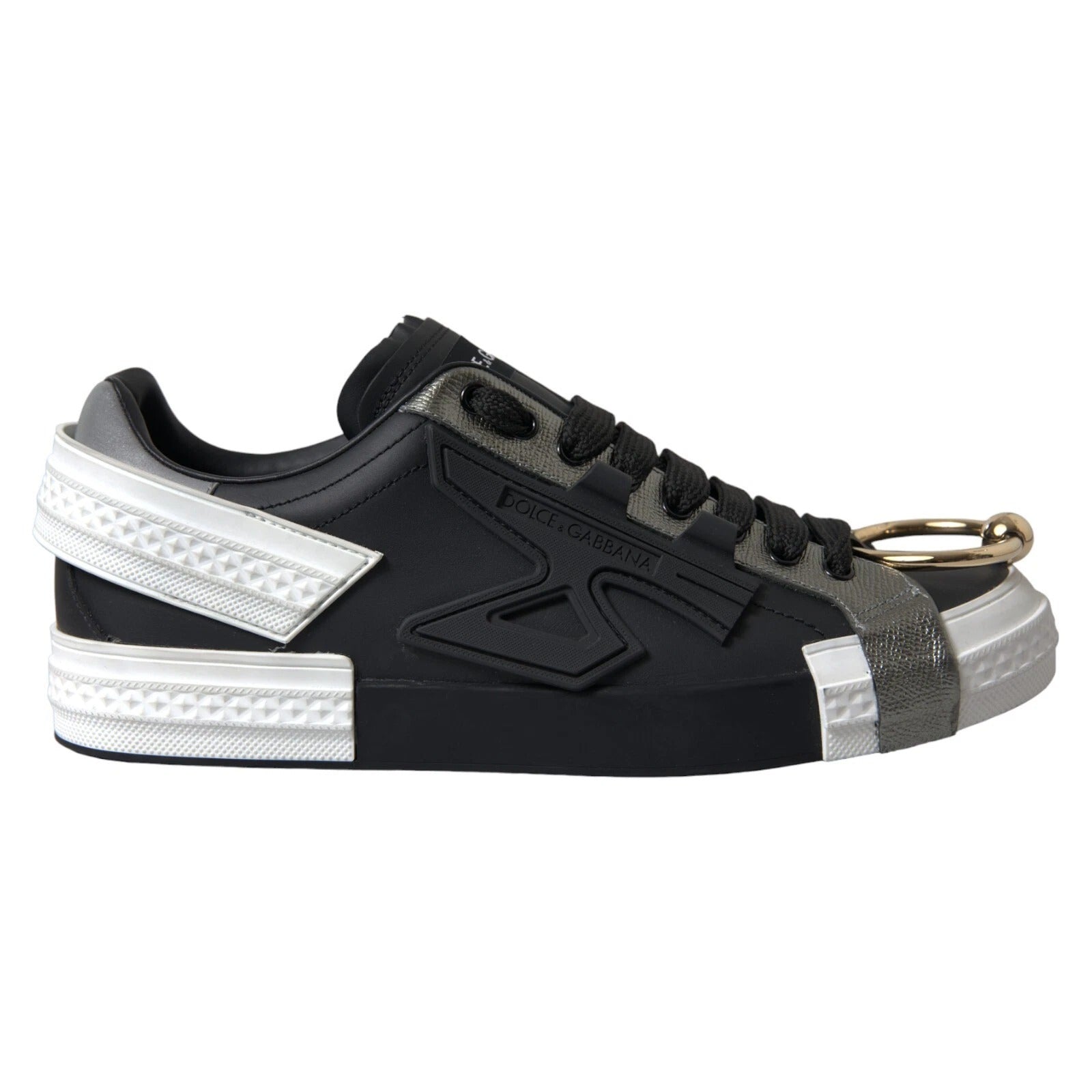 Dolce & Gabbana Black Leather Low Top Sneakers Portofino Shoes by Dolce & Gabbana