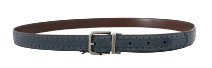 Ceinture Dolce &amp; Gabbana en cuir perforé bleu avec boucle grise