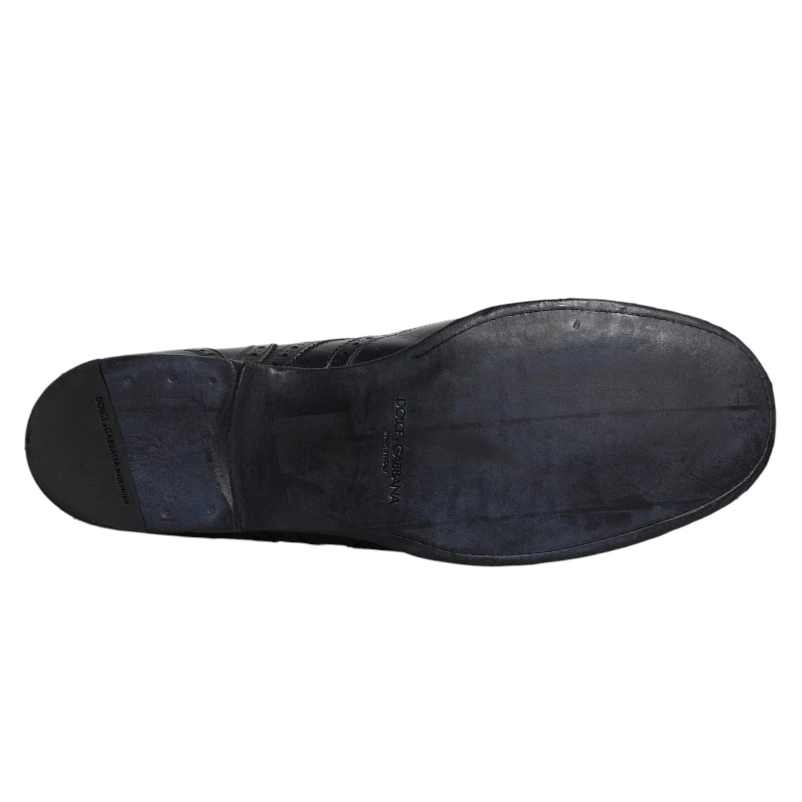 Dolce & Gabbana Dark Blue Leather Derby Wingtip Formal Shoes by Dolce & Gabbana
