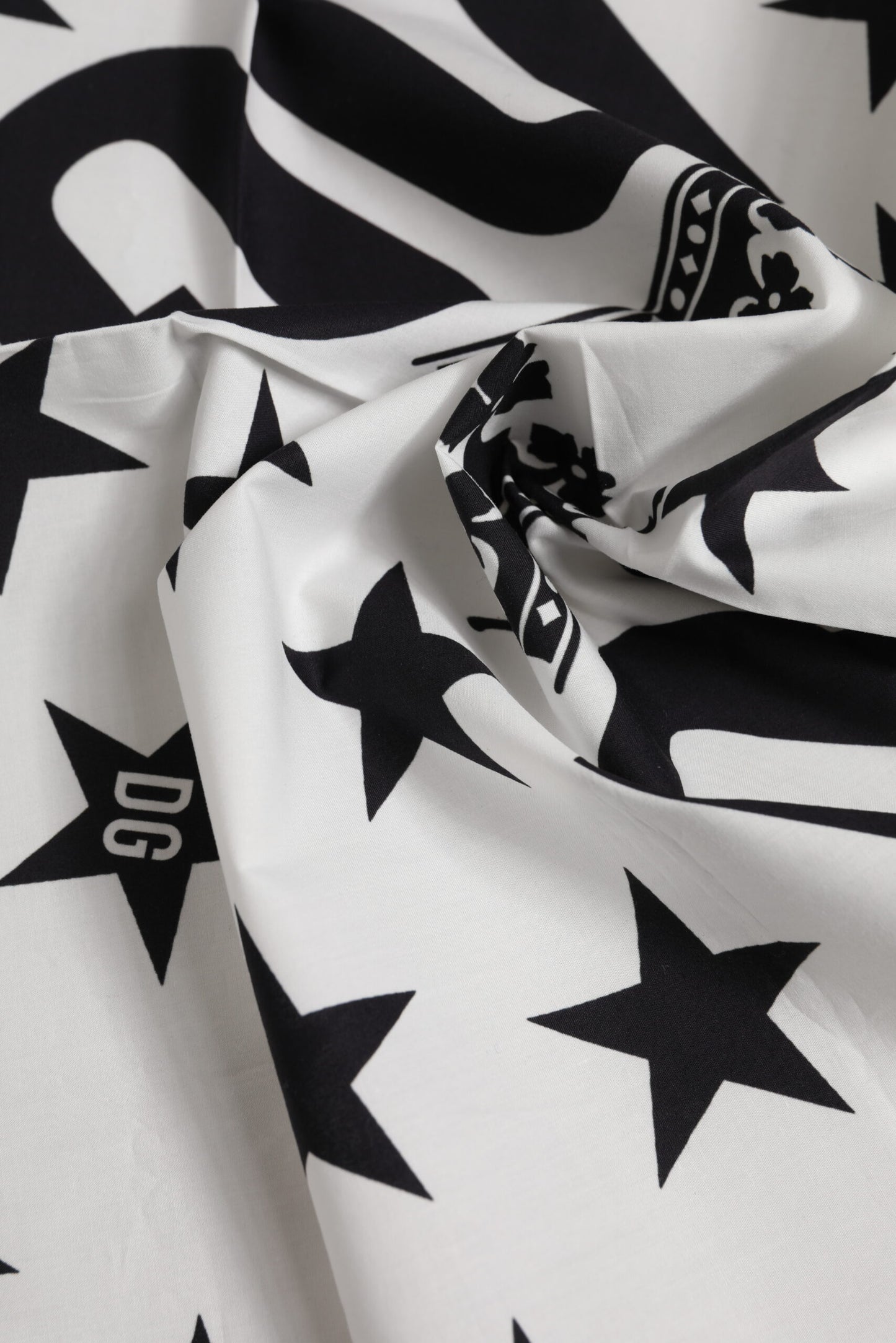 Dolce &amp; Gabbana Black White Crown Cotton Square Foulard Scarf