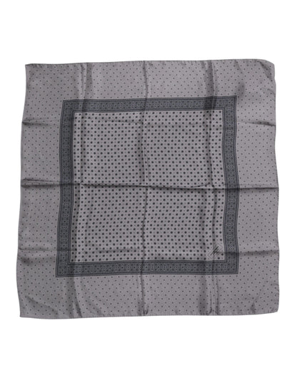 Dolce &amp; Gabbana Gray Polka Dot Silk Square Men Foulard Scarf