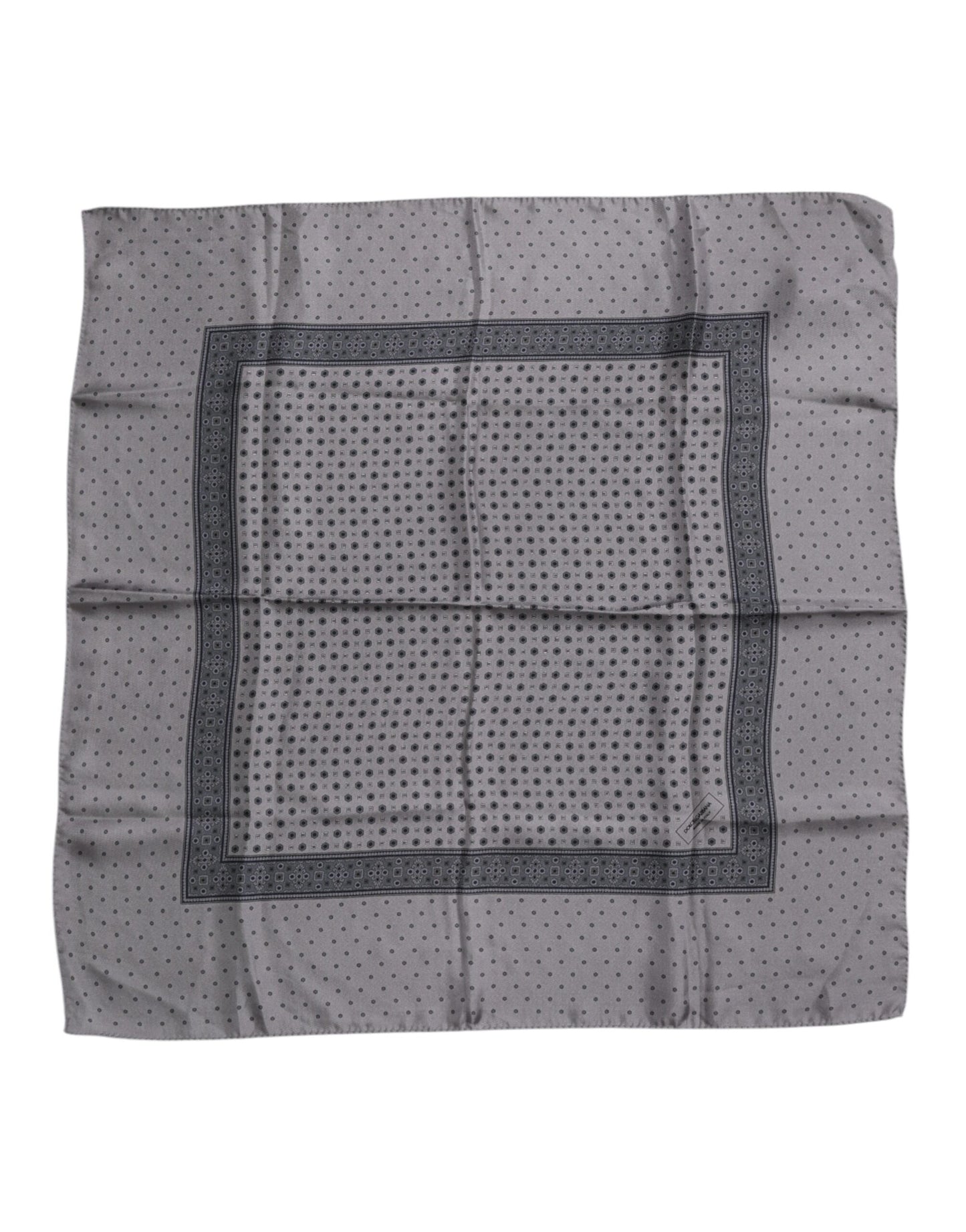 Dolce &amp; Gabbana Gray Polka Dot Silk Square Men Foulard Scarf