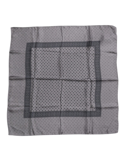 Dolce &amp; Gabbana Gray Polka Dot Silk Square Men Foulard Scarf