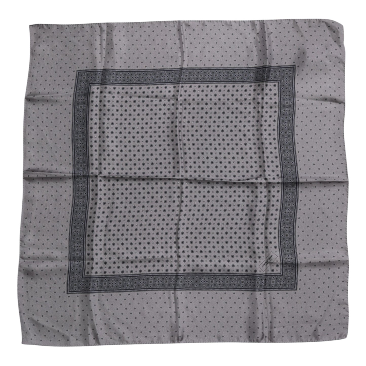 Dolce &amp; Gabbana Gray Polka Dot Silk Square Men Foulard Scarf