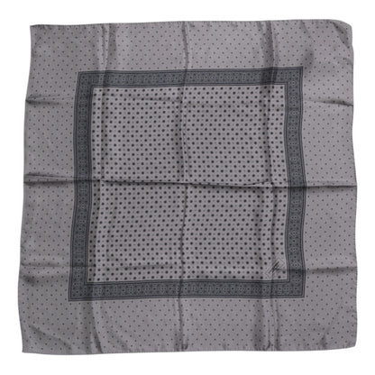 Dolce &amp; Gabbana Gray Polka Dot Silk Square Men Foulard Scarf