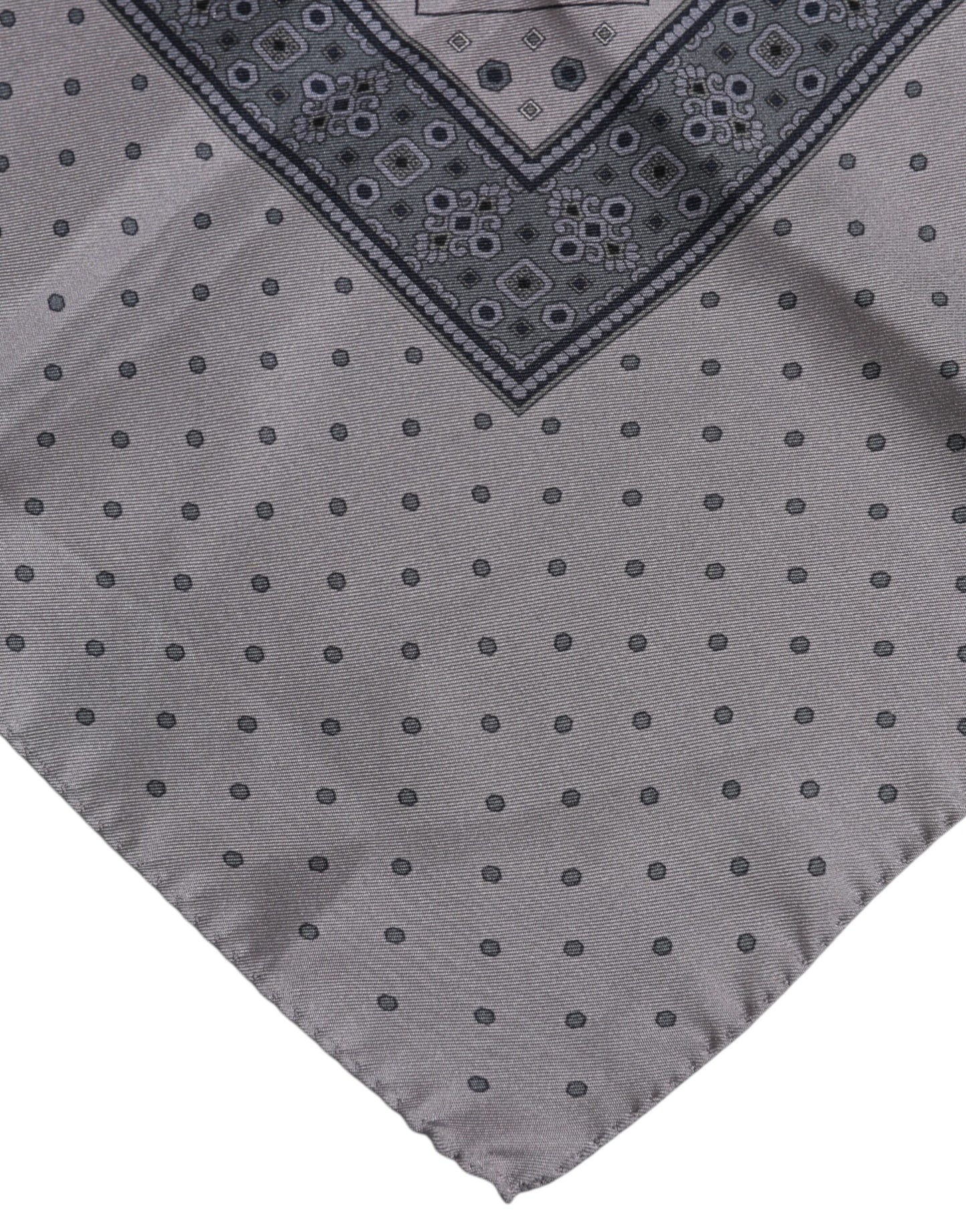 Dolce &amp; Gabbana Gray Polka Dot Silk Square Men Foulard Scarf