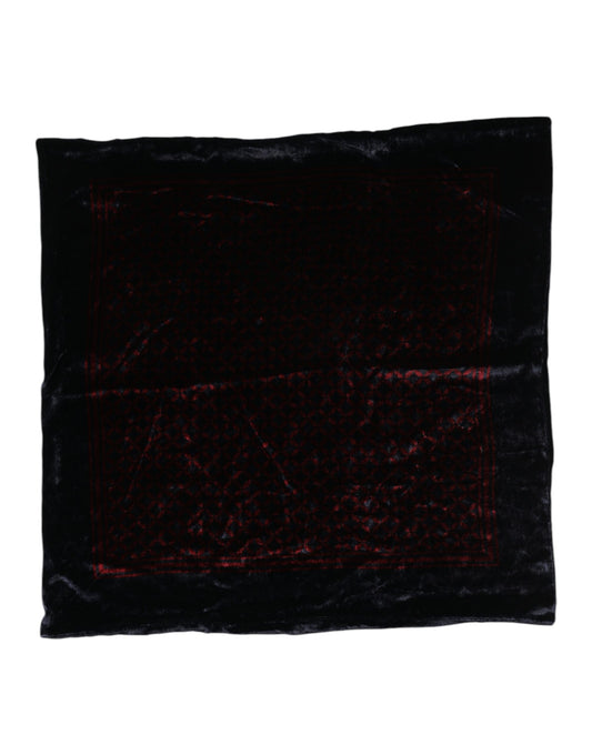 Dolce &amp; Gabbana Black Red Viscose Square Men Foulard Scarf
