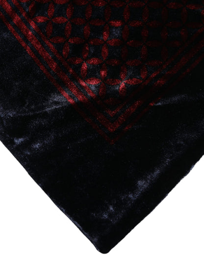 Dolce &amp; Gabbana Black Red Viscose Square Men Foulard Scarf