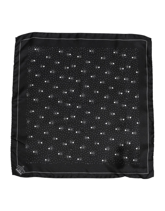 Dolce &amp; Gabbana Black White Printed Square Men Foulard Scarf