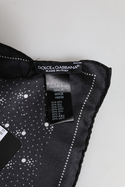 Dolce &amp; Gabbana Black White Printed Square Men Foulard Scarf