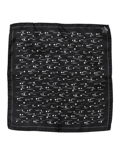 Dolce &amp; Gabbana Black White Printed Square Men Foulard Scarf