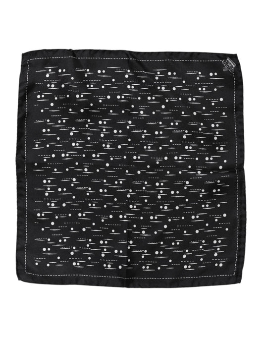 Dolce &amp; Gabbana Black White Printed Square Men Foulard Scarf
