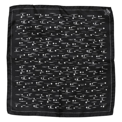 Dolce &amp; Gabbana Black White Printed Square Men Foulard Scarf