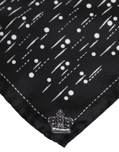 Dolce &amp; Gabbana Black White Printed Square Men Foulard Scarf
