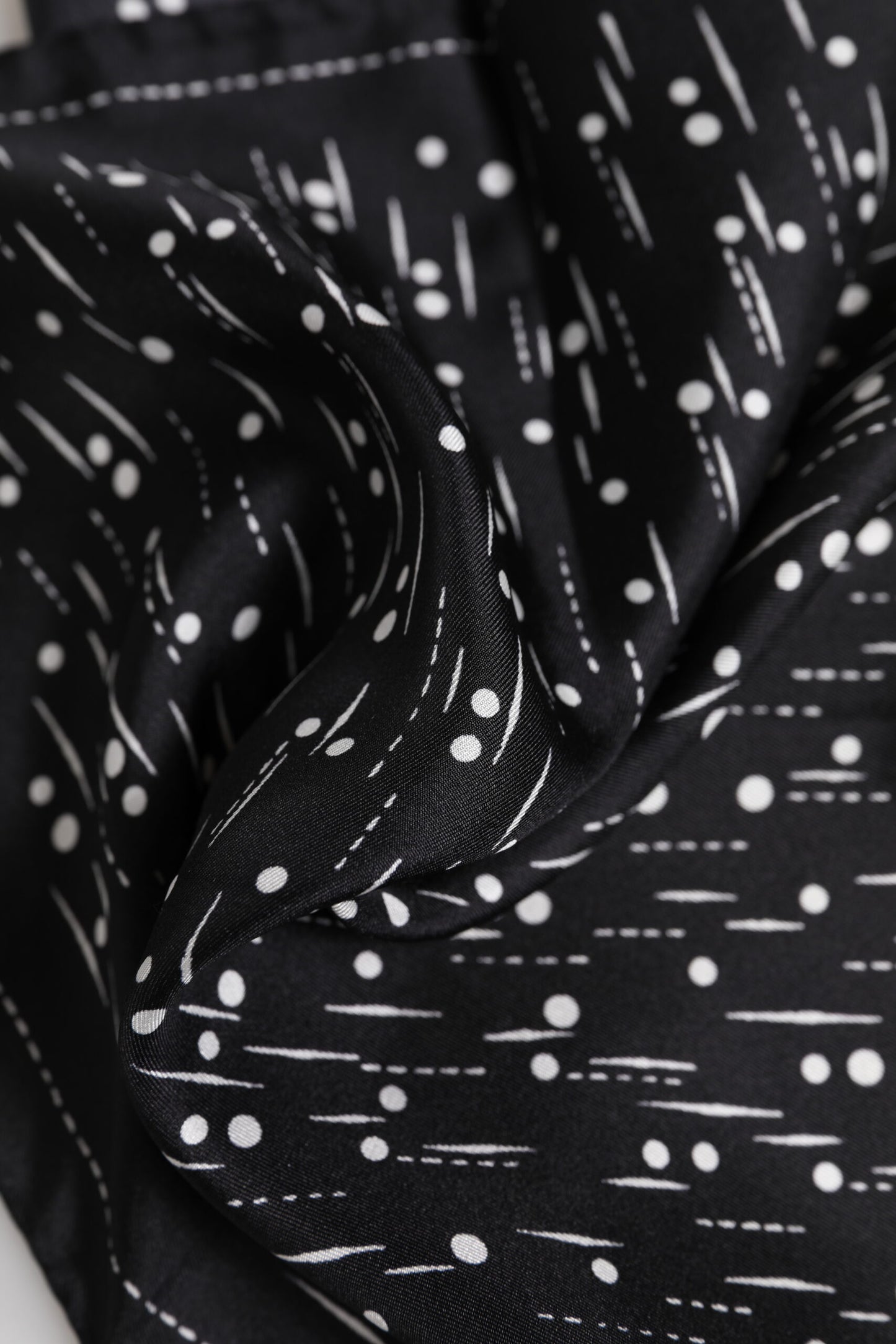 Dolce &amp; Gabbana Black White Printed Square Men Foulard Scarf