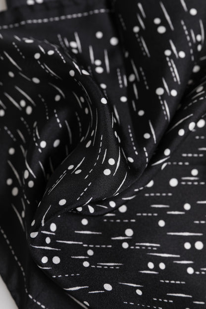 Dolce &amp; Gabbana Black White Printed Square Men Foulard Scarf