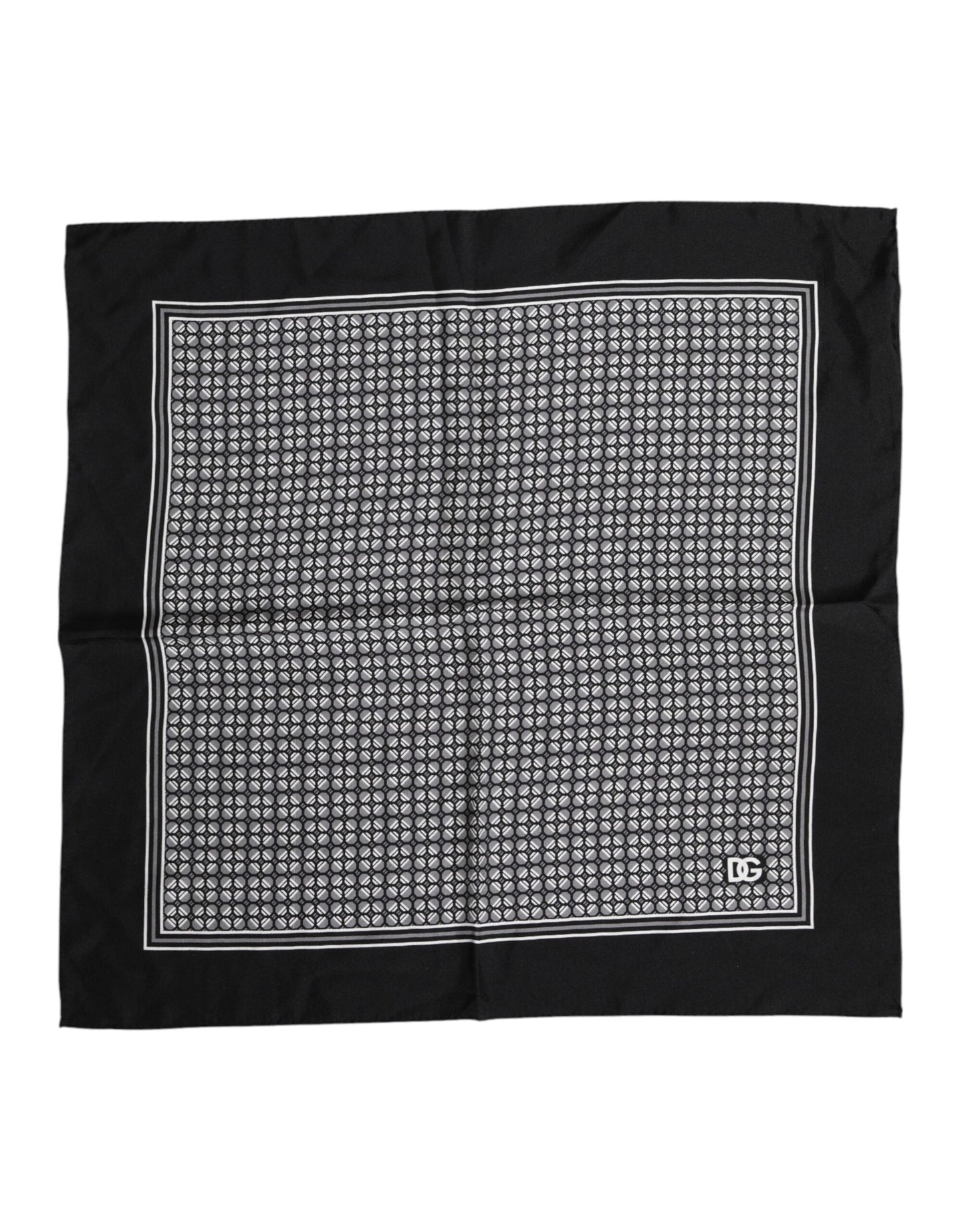 Dolce &amp; Gabbana Black White Patterned Square Foulard Scarf