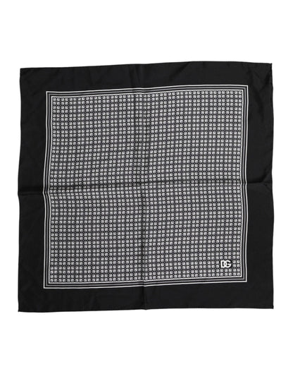 Dolce &amp; Gabbana Black White Patterned Square Foulard Scarf