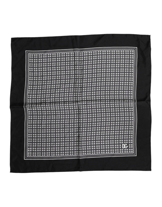 Dolce &amp; Gabbana Black White Patterned Square Foulard Scarf