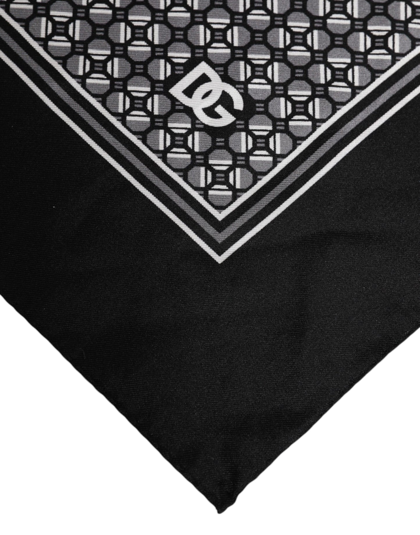Dolce &amp; Gabbana Black White Patterned Square Foulard Scarf