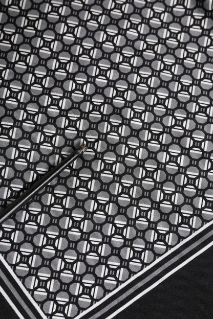 Dolce &amp; Gabbana Black White Patterned Square Foulard Scarf
