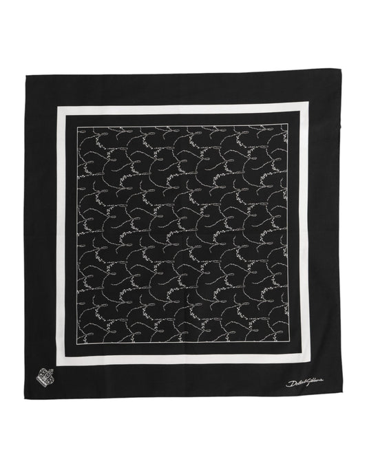 Dolce &amp; Gabbana Black White Printed Square Foulard Scarf