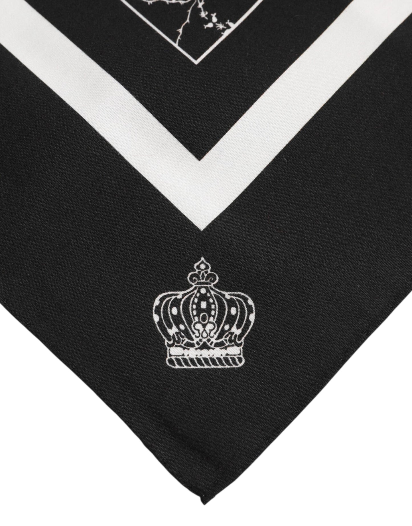 Dolce &amp; Gabbana Black White Printed Square Foulard Scarf