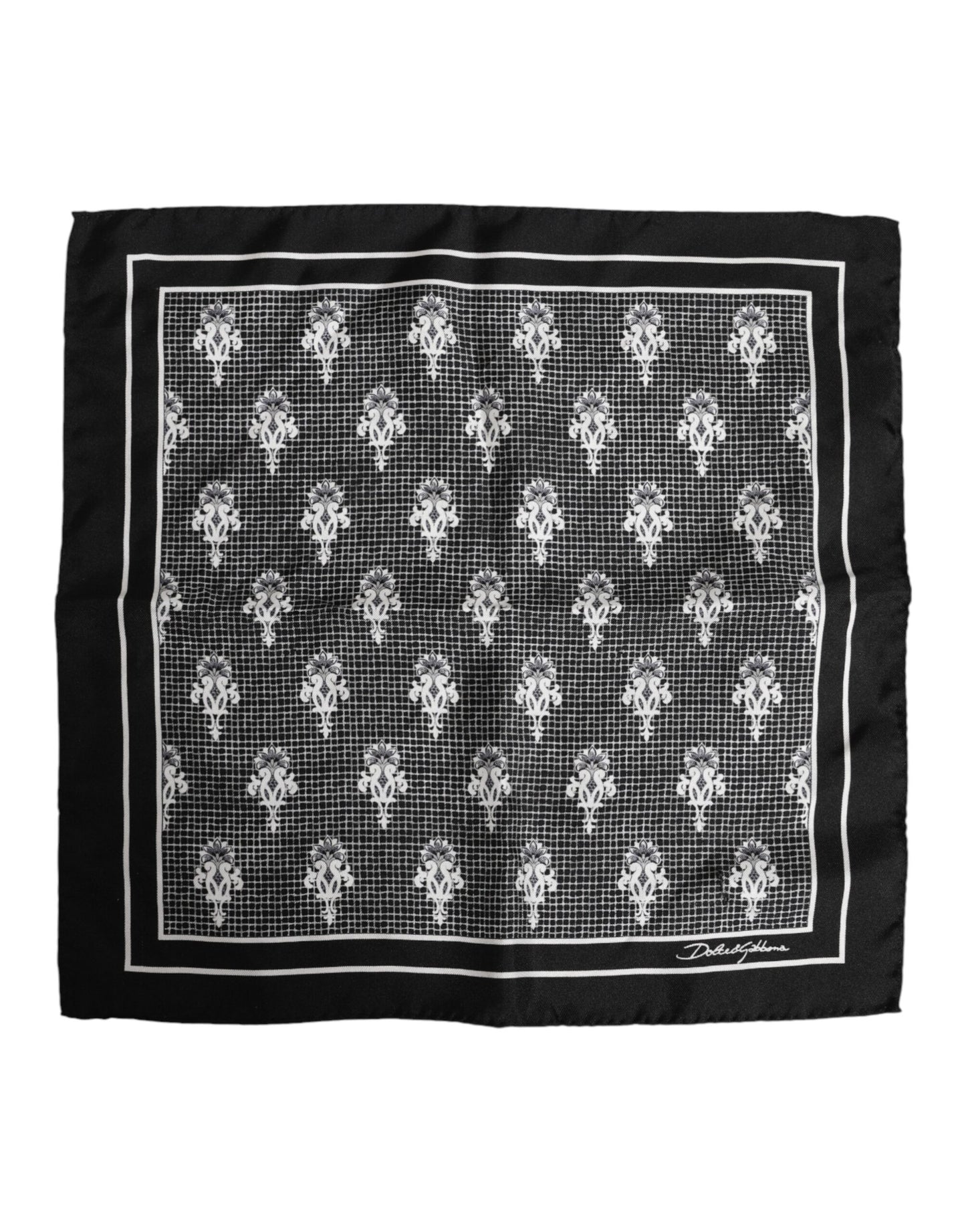 Dolce &amp; Gabbana Black White Printed Square Foulard Scarf