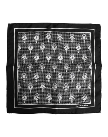 Dolce &amp; Gabbana Black White Printed Square Foulard Scarf