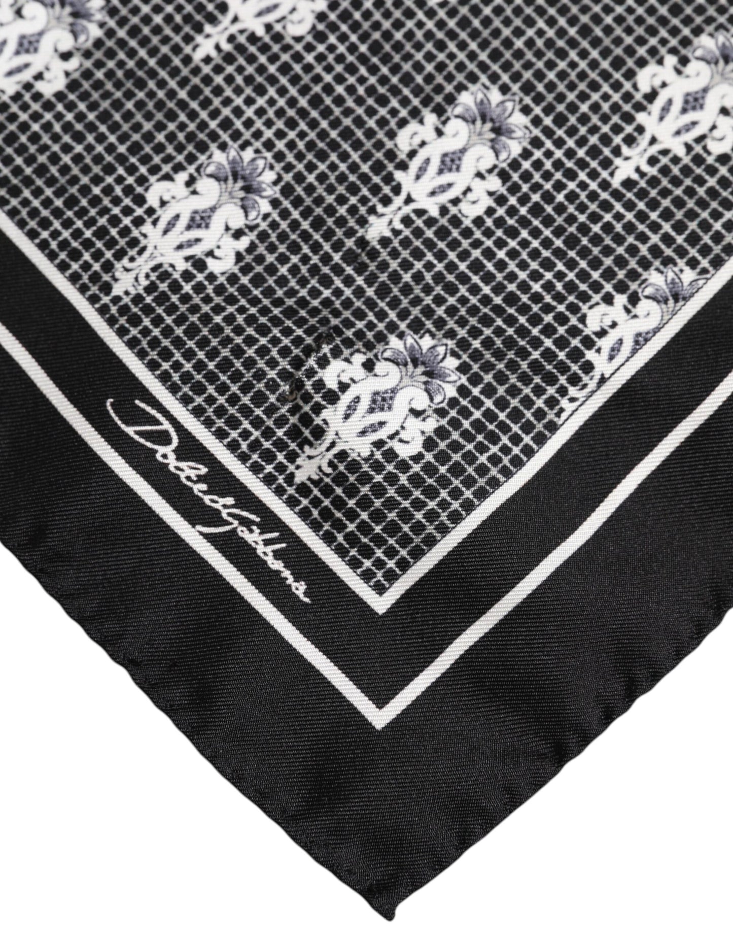 Dolce &amp; Gabbana Black White Printed Square Foulard Scarf
