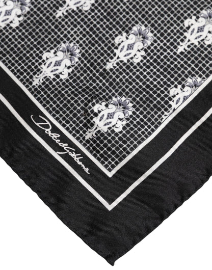 Dolce &amp; Gabbana Black White Printed Square Foulard Scarf
