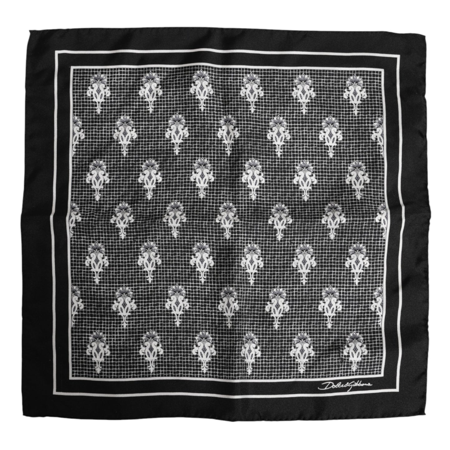 Dolce &amp; Gabbana Black White Printed Square Foulard Scarf