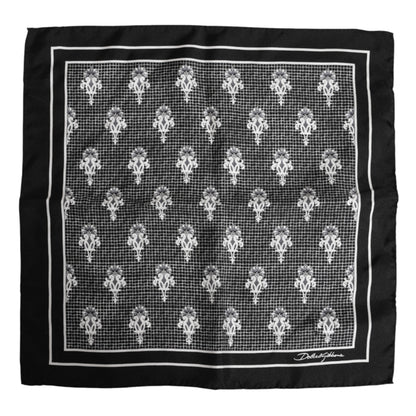 Dolce &amp; Gabbana Black White Printed Square Foulard Scarf