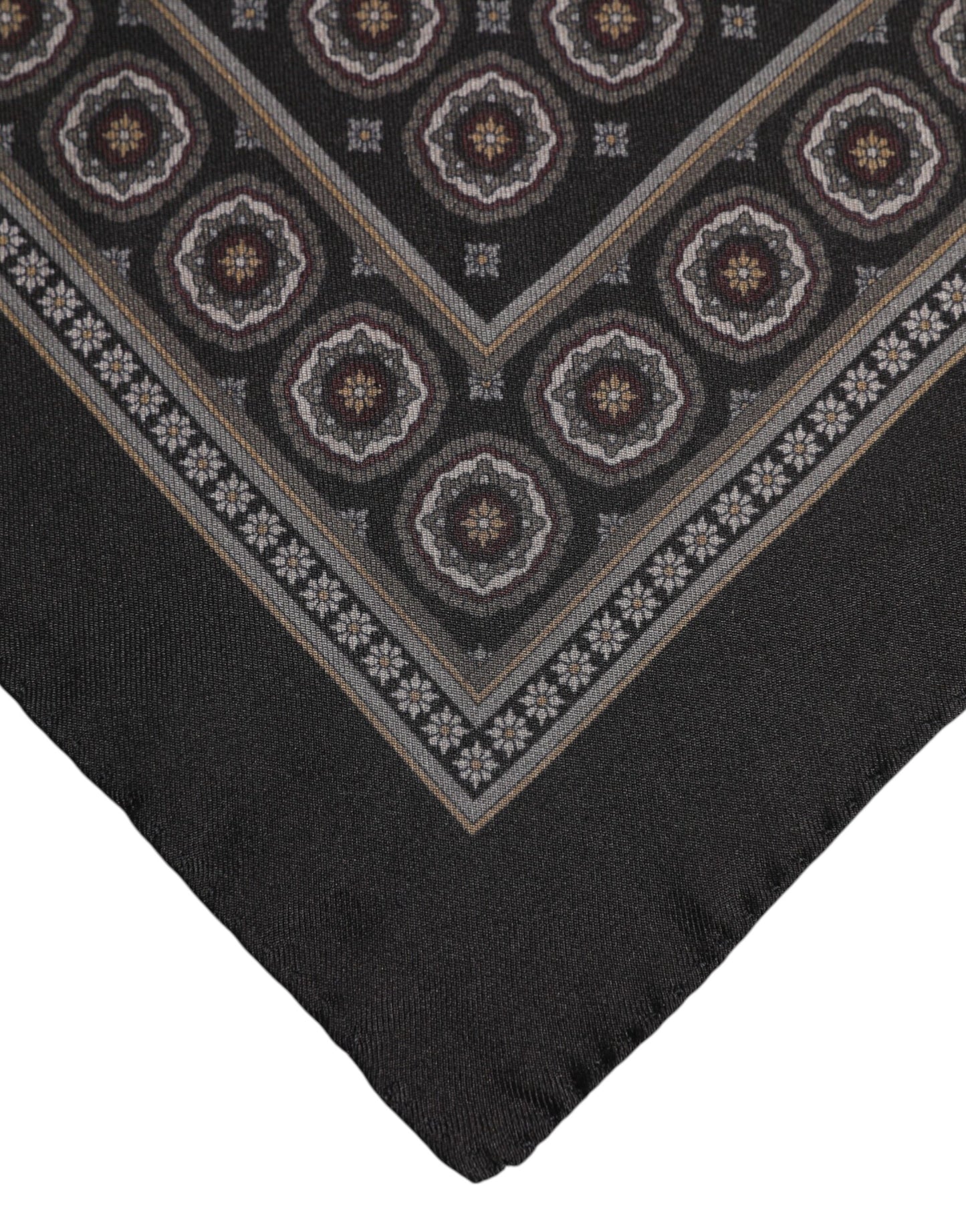 Dolce &amp; Gabbana Black Silk Printed Square Men Foulard Scarf