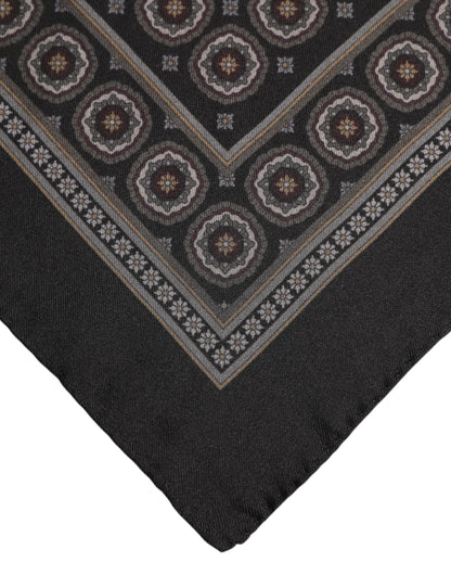 Dolce &amp; Gabbana Black Silk Printed Square Men Foulard Scarf
