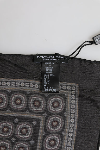 Dolce &amp; Gabbana Black Silk Printed Square Men Foulard Scarf