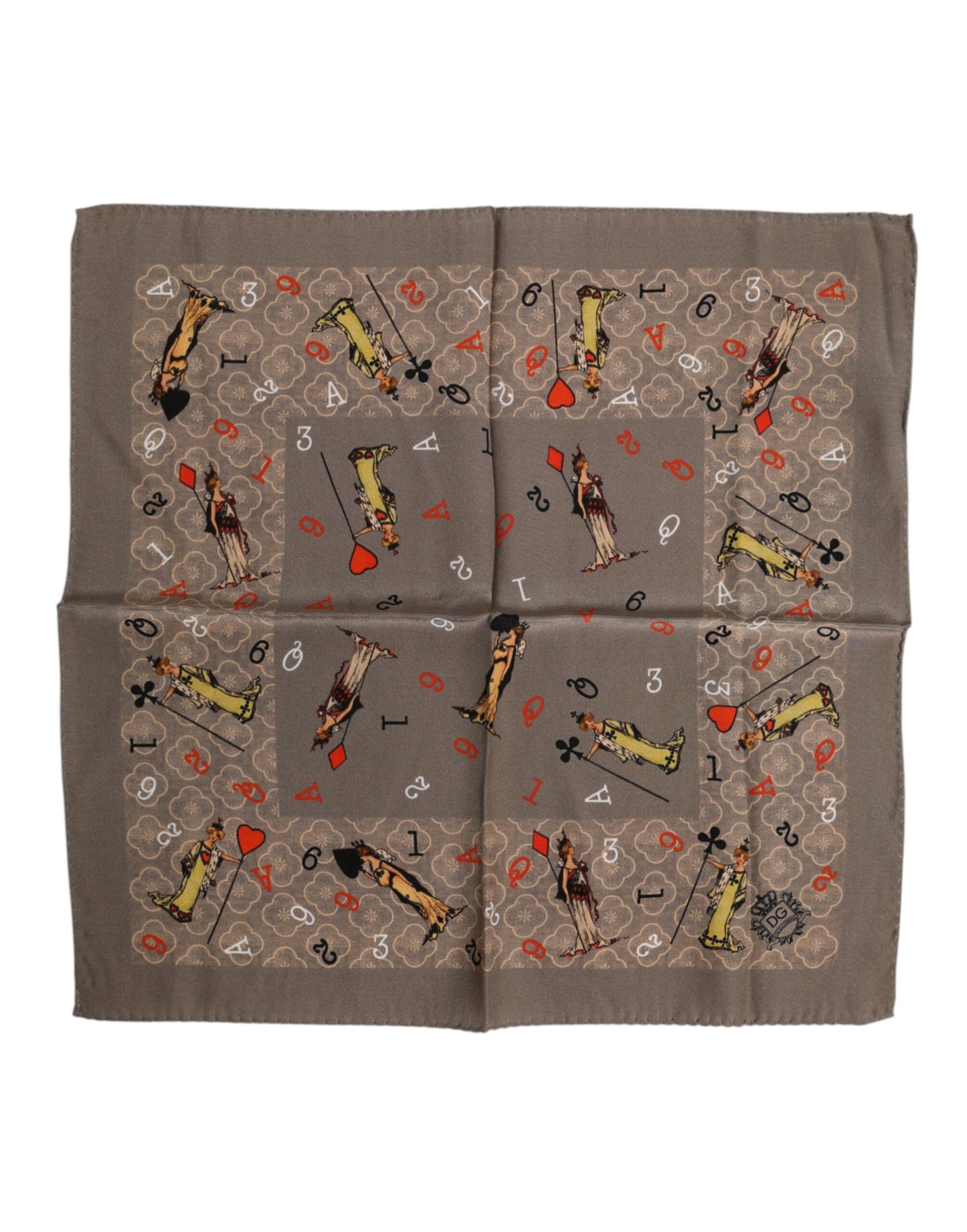 Dolce &amp; Gabbana Brown Silk Printed Square Men Foulard Scarf