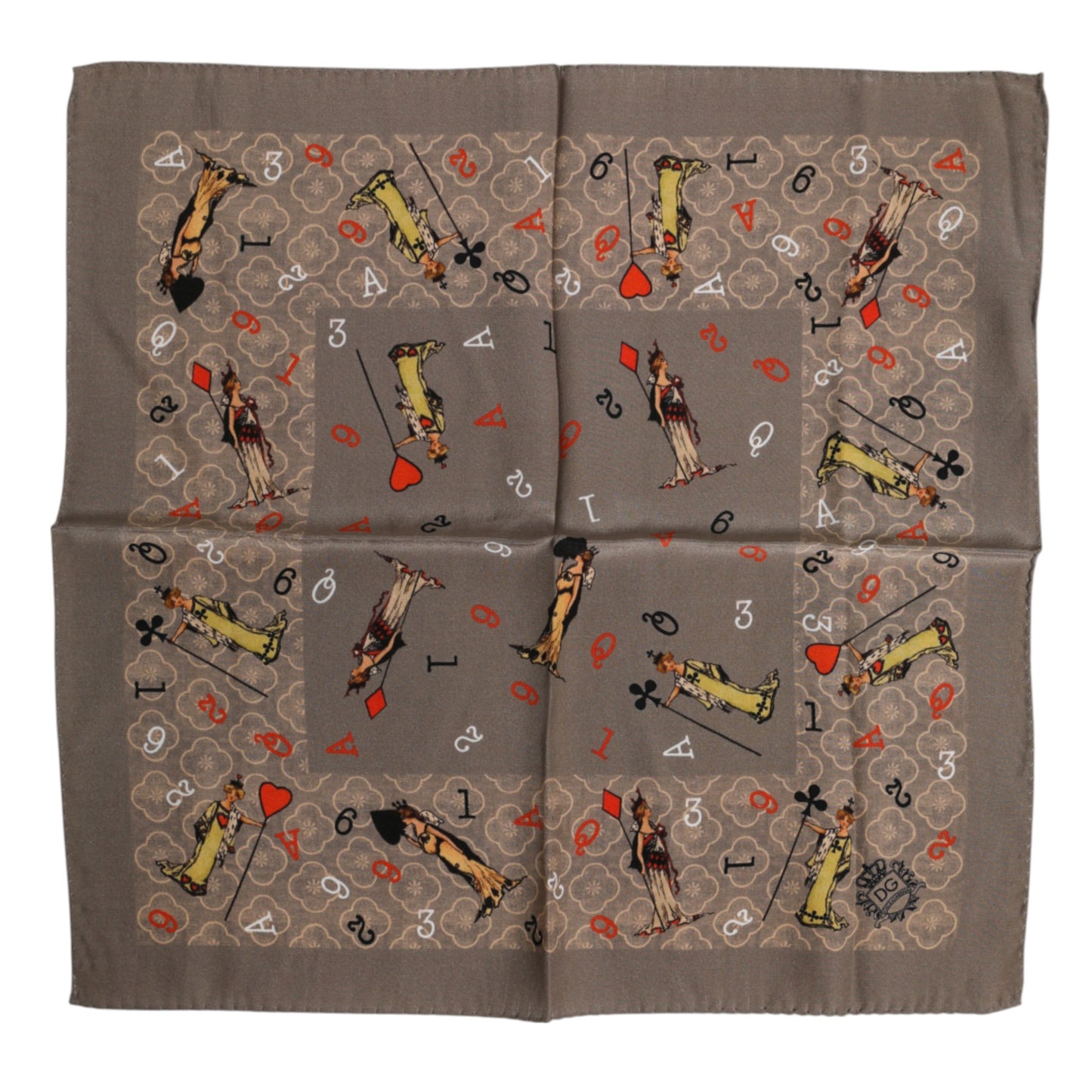 Dolce &amp; Gabbana Brown Silk Printed Square Men Foulard Scarf