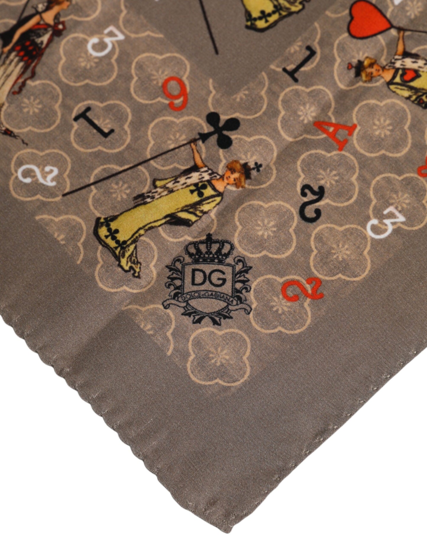 Dolce &amp; Gabbana Brown Silk Printed Square Men Foulard Scarf