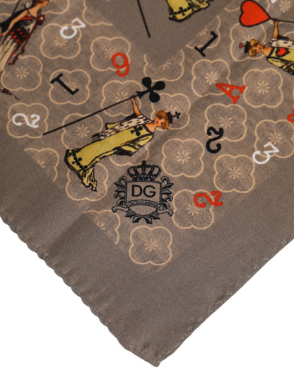Dolce &amp; Gabbana Brown Silk Printed Square Men Foulard Scarf
