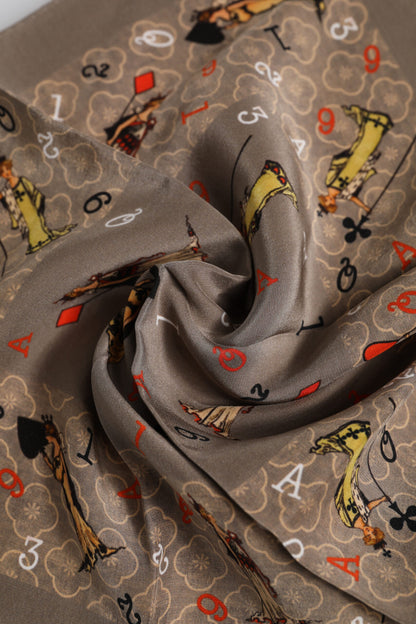Dolce &amp; Gabbana Brown Silk Printed Square Men Foulard Scarf