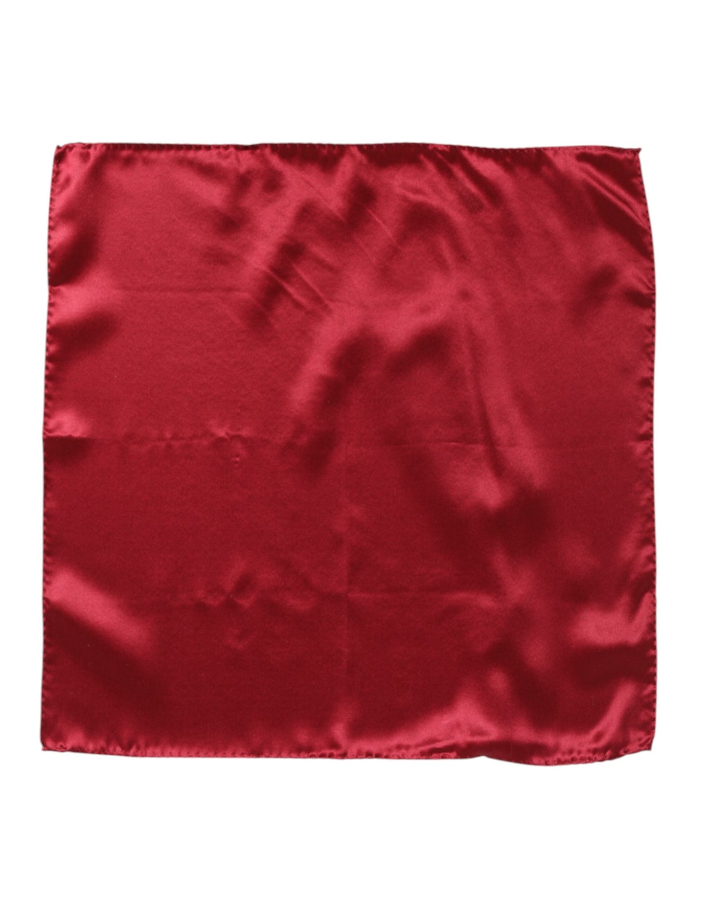 Dolce &amp; Gabbana Red Solid Satin Silk Square Handkerchief Scarf