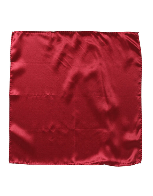 Dolce &amp; Gabbana Red Solid Satin Silk Square Handkerchief Scarf