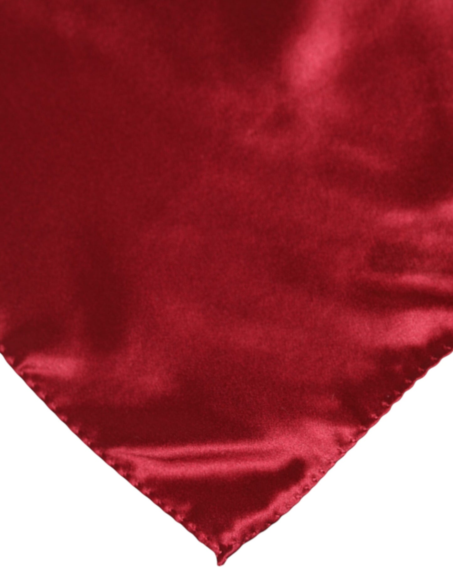 Dolce &amp; Gabbana Red Solid Satin Silk Square Handkerchief Scarf