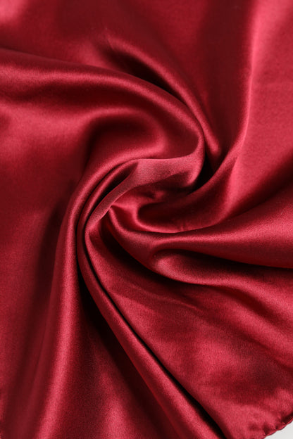 Dolce &amp; Gabbana Red Solid Satin Silk Square Handkerchief Scarf