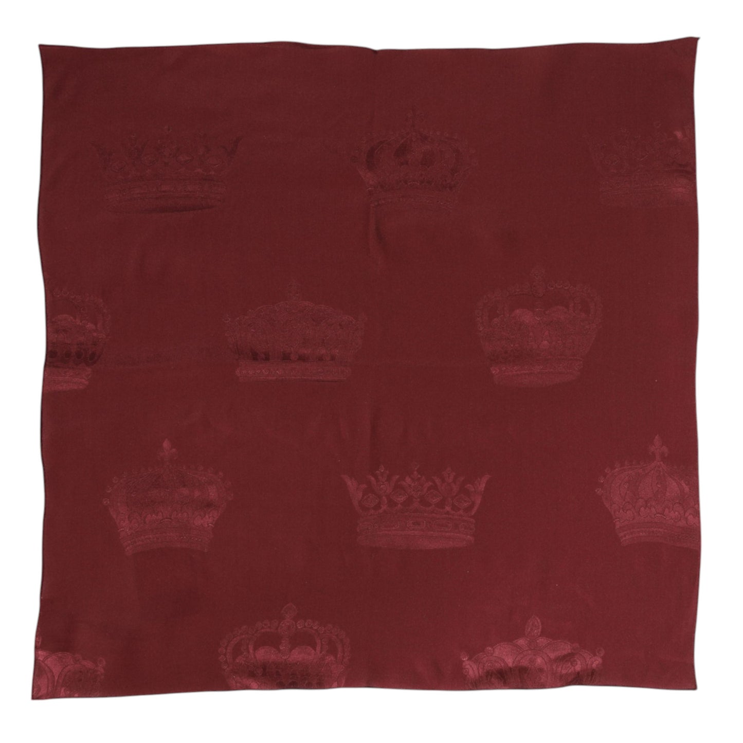 Dolce &amp; Gabbana Maroon Silk Crown Square Men Foulard Scarf
