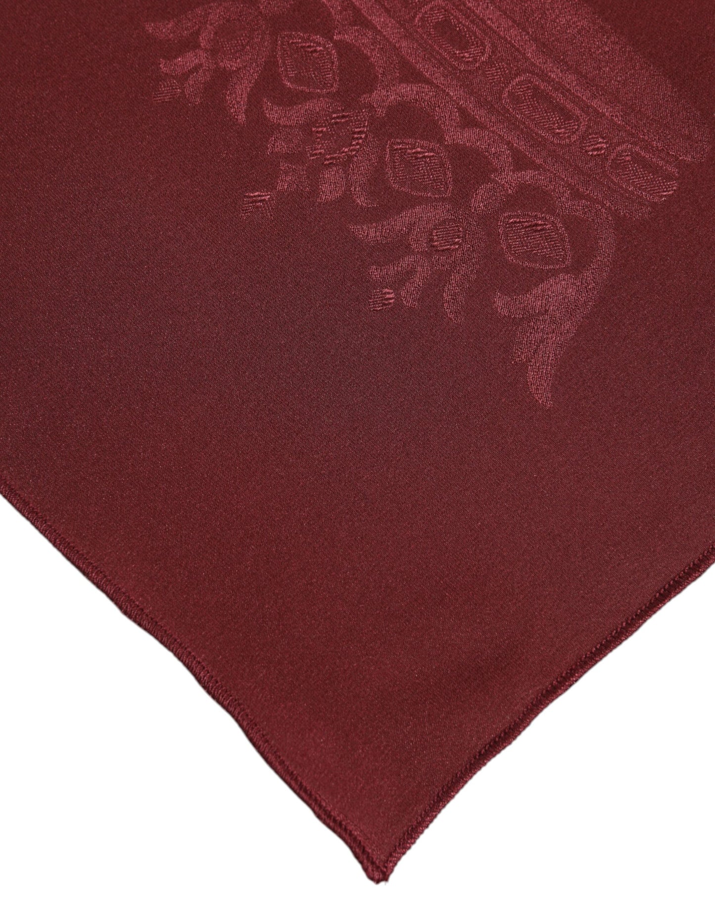 Dolce &amp; Gabbana Maroon Silk Crown Square Men Foulard Scarf