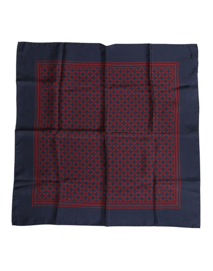 Dolce &amp; Gabbana Red Blue Printed Silk Square Men Foulard Scarf