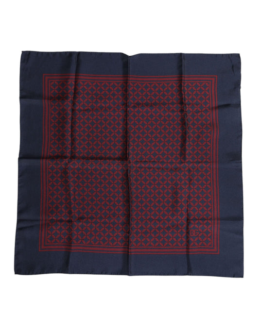 Dolce &amp; Gabbana Red Blue Printed Silk Square Men Foulard Scarf